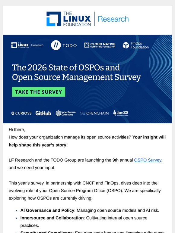 ❓ Tell us about your organization's open source management activities
