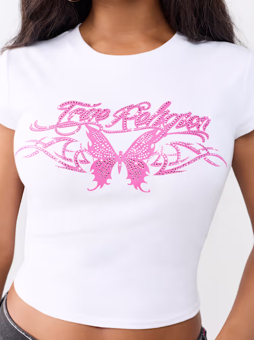 SHOP RUCHED CAP SLEEVE BABY TEE