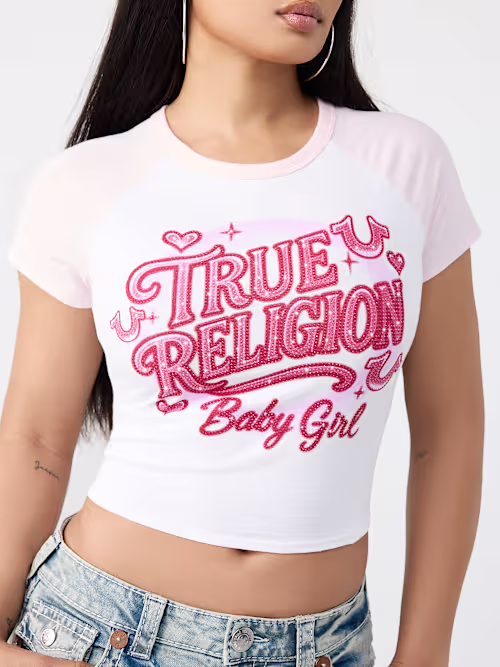 SHOP AIRBRUSH RUCHED RAGLAN BABY TEE