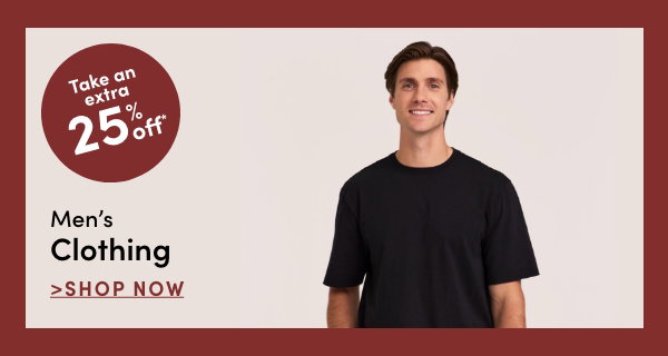 men's clothing, take 25% off