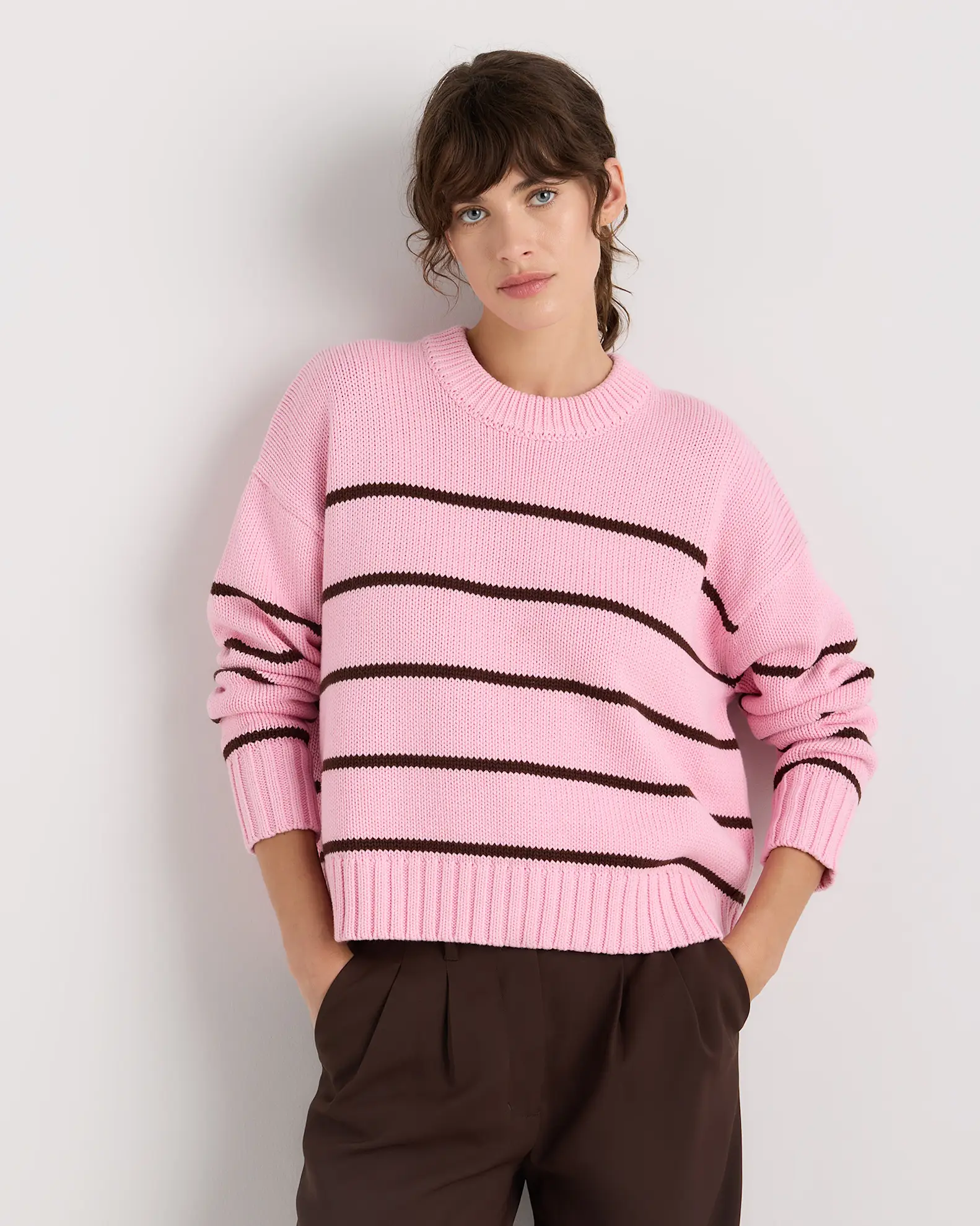 100% Organic Cotton Striped Crew Sweater