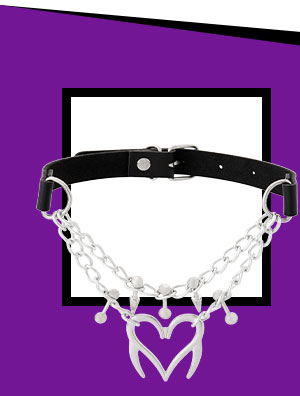 Spike Heart Barbell 2-Row Chain Choker Necklace