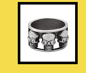Clear CZ Skull Band Ring