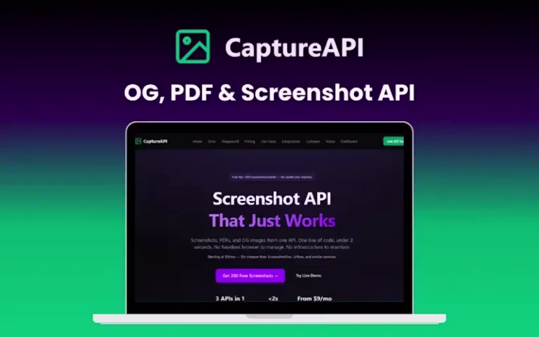 CaptureAPI – OG, PDF & Screenshot API | Lifetime Access