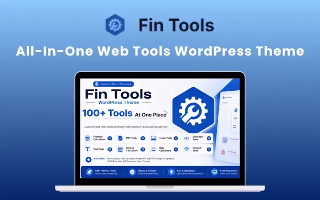 Fin Tools – All-In-One Web Tools WordPress Theme | Lifetime Access