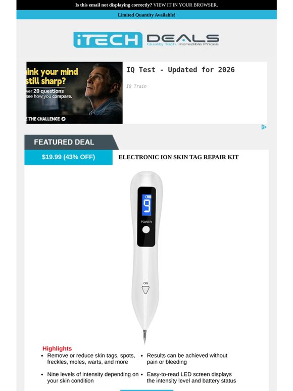 Electronic Skin Tag Repair Device $20 + Free Shipping!