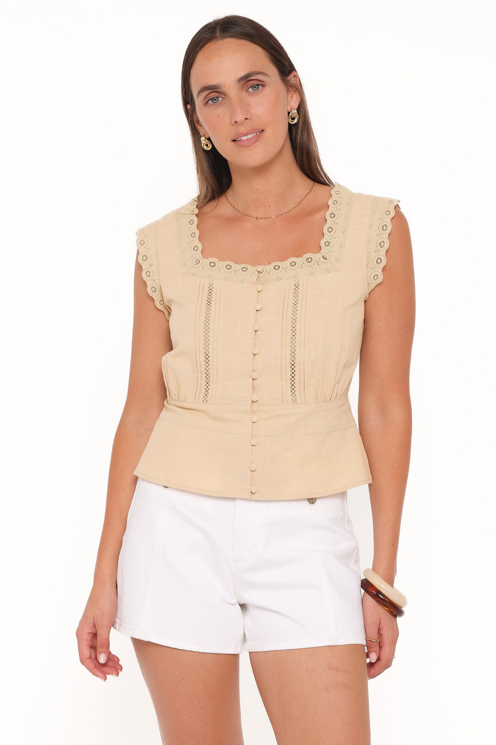 Image of Luke Button Top - Khaki