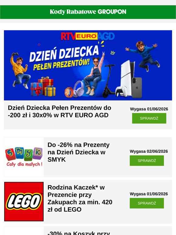 Dzień Dziecka: LEGO, SMYK i 50 zł kod Lidl