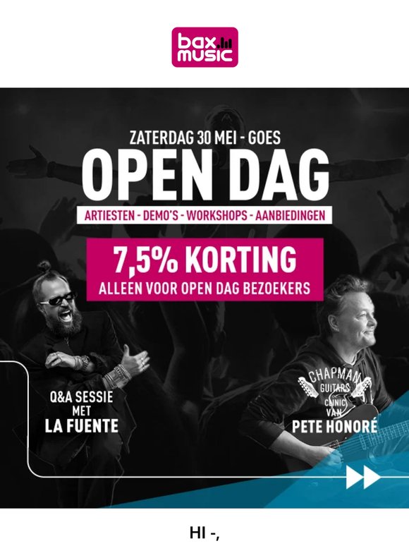 Zaterdag Open Dag:Laatste kans: claim je plek voor het binnenprogramma! ⏳