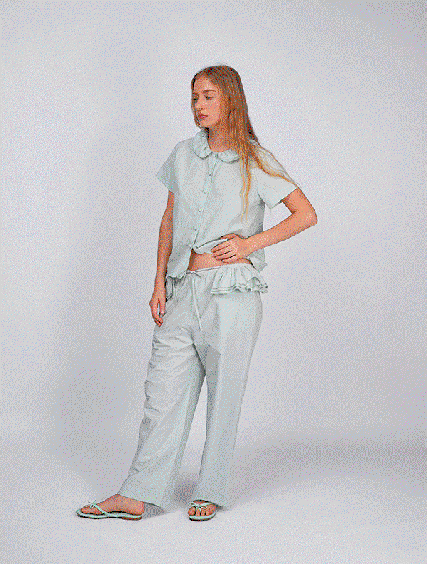 Detachable Ruffle Belt Pant - Mint