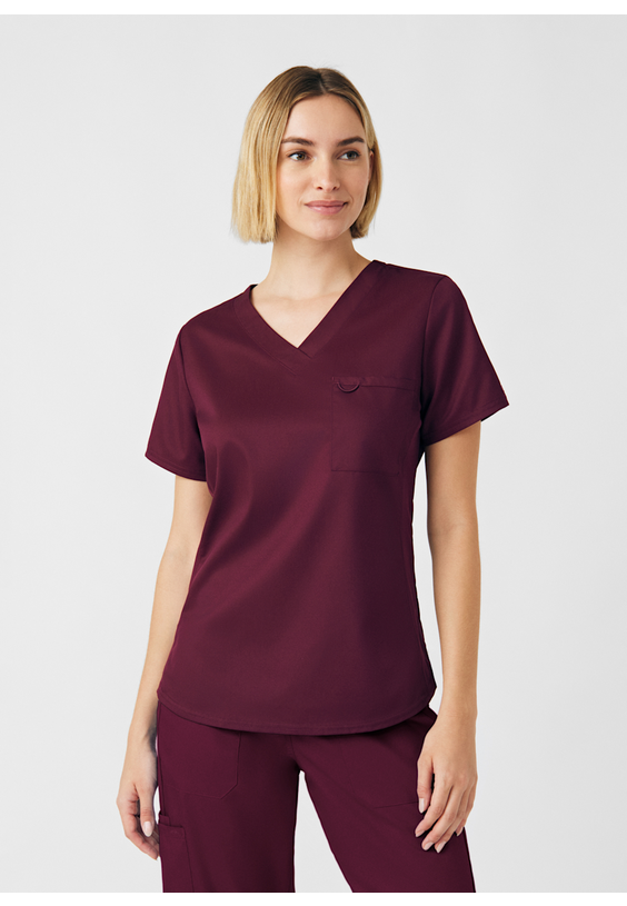 Landau ProFlex 2-Pocket V-Neck Rib Knit Scrub Top