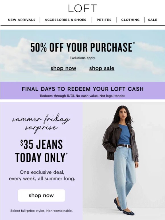 Summer Friday deal: $35 jeans ENDS TONIGHT