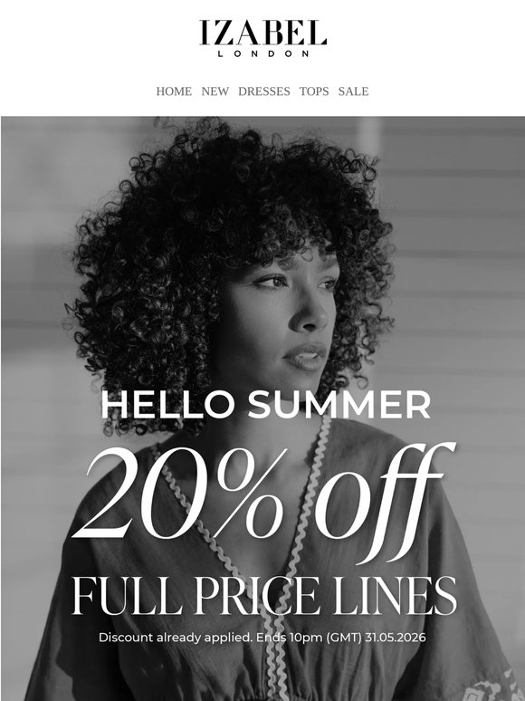 Hello, 20% off full price