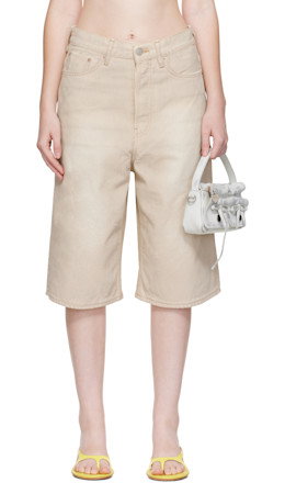 Beige Coated Denim Shorts - Acne Studios