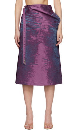 Purple Satin Denim Midi Skirt - Diesel