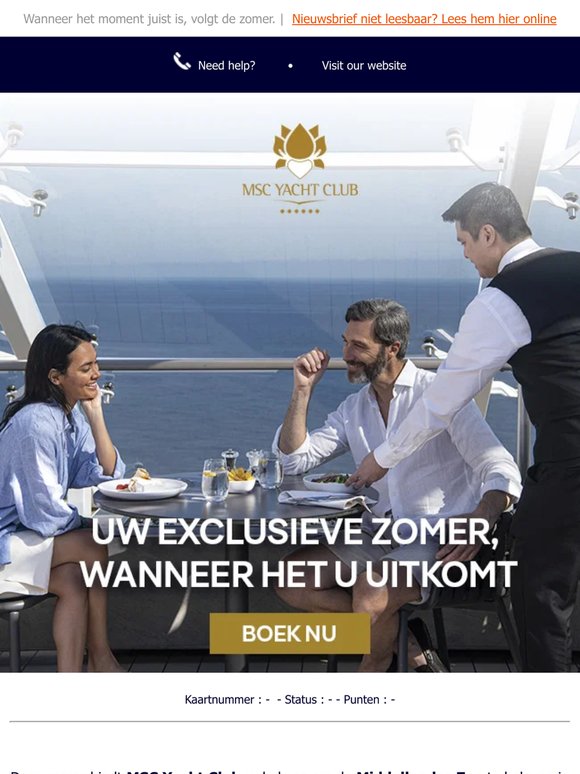 MSC Yacht Club: Exclusieve Last-Minute Zomeruitstappen