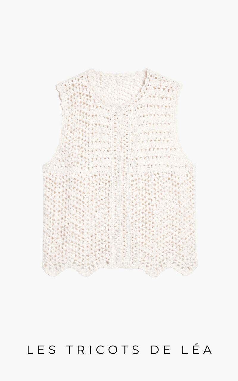 Gilet crochet écru