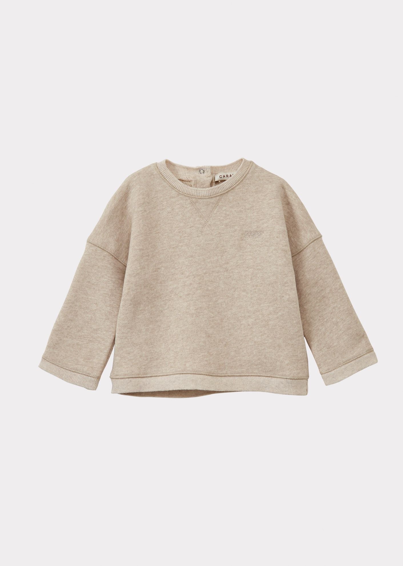 Image of SILAS BABY COTTON LONG-SLEEVED T-SHIRT - STONE