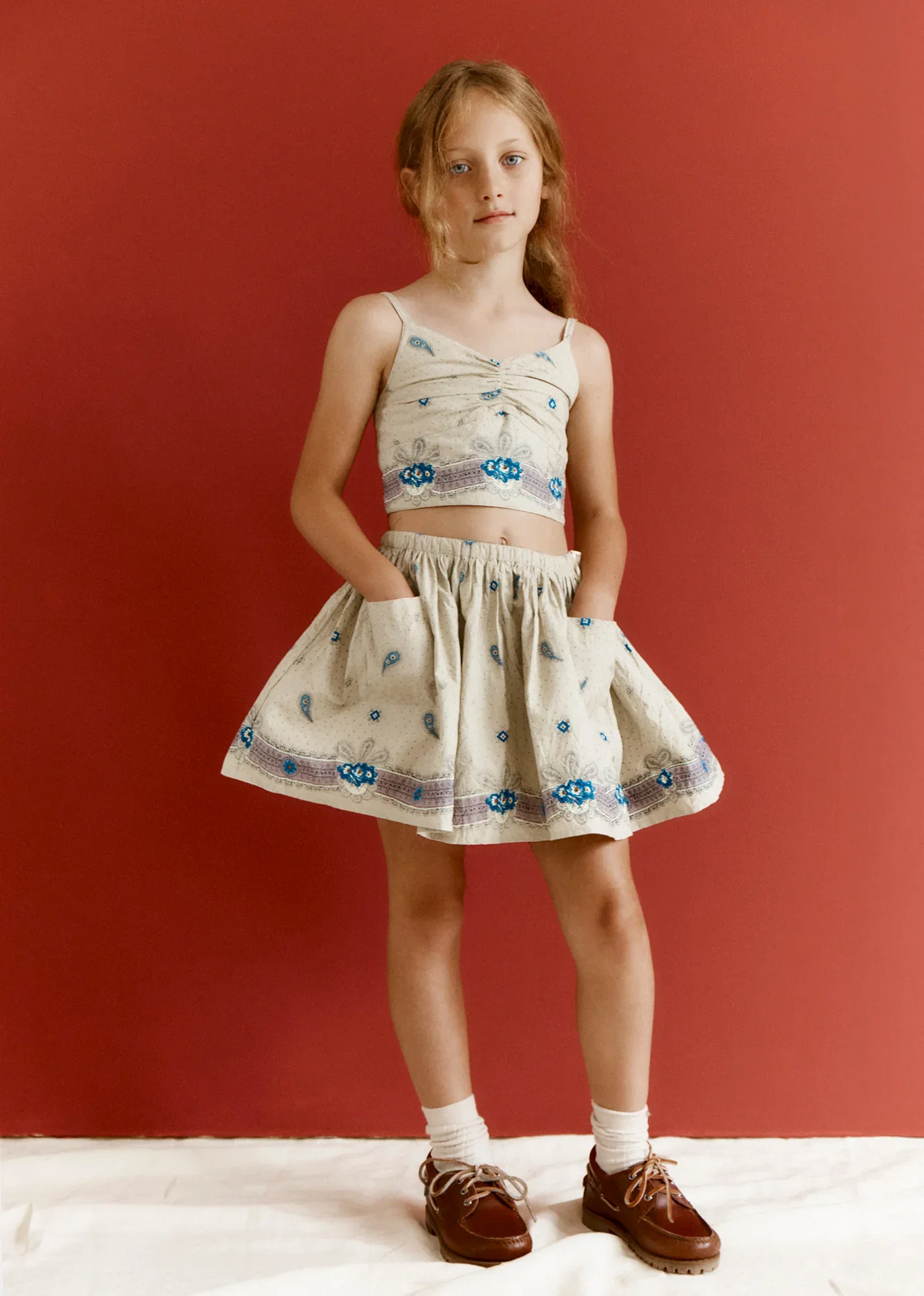Image of MYLA GIRL'S SKIRT - MAUVE PAISLEY PRINT