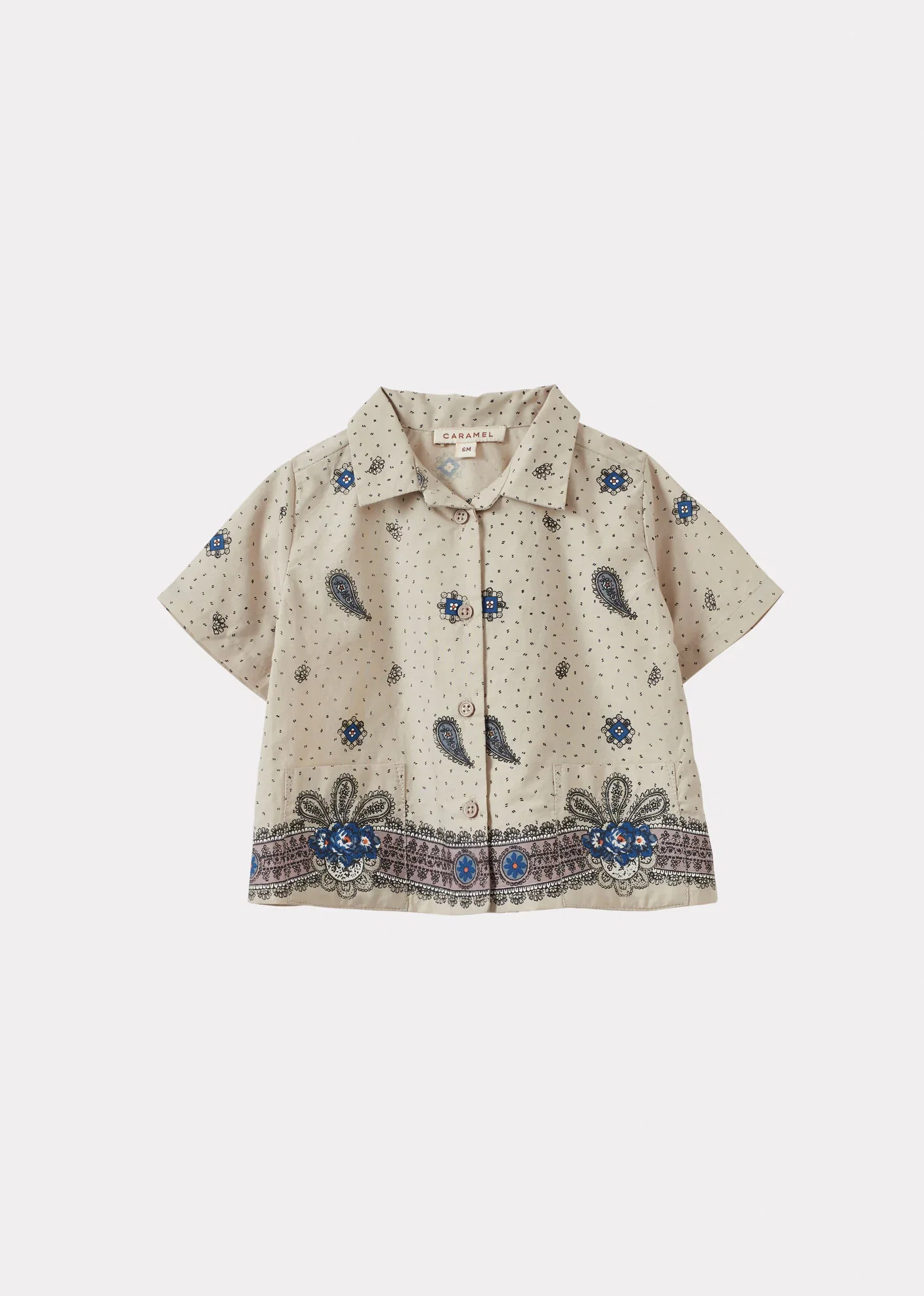 Image of BAMBOO BABY COTTON SHIRT - MAUVE PAISLEY PRINT