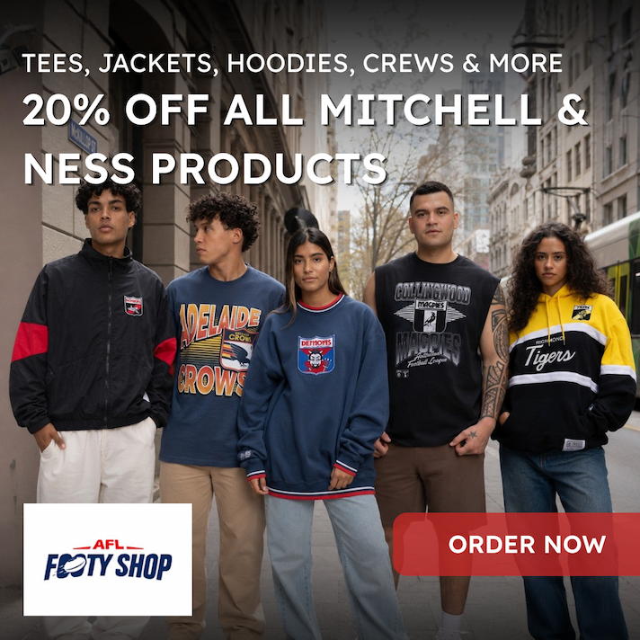 A group of people wearing Mitchell & Ness AFL Clothing.