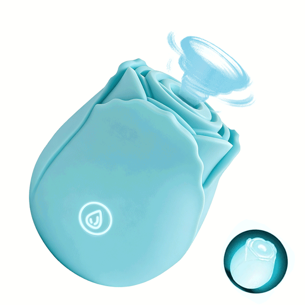 LunaGlow Luminous Rose Suction Massager in Blue