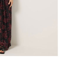 Black & Red Rose Shirred Maxi Dress