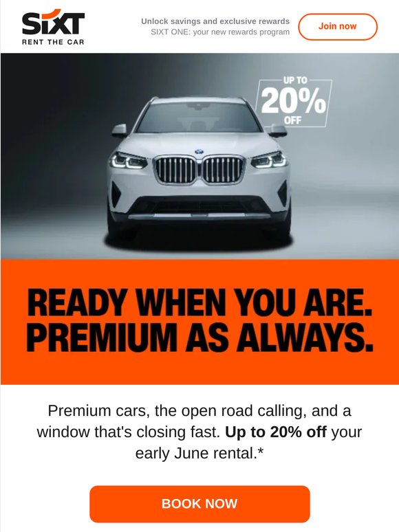 Your early June plans just got up to 20% more premium. 🟠