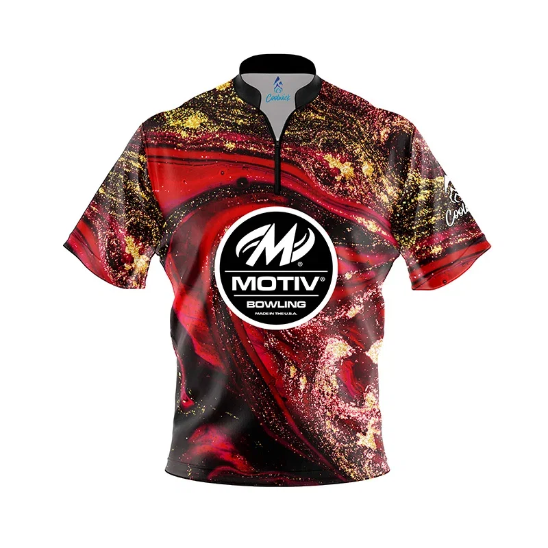 Image of Red Liquid Marble Fast Track CoolWick Bowling Jersey - Motiv