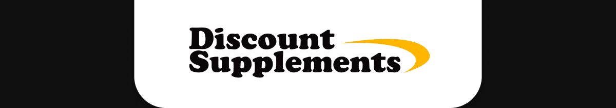 Discount Supplements logo with a yellow swoosh.