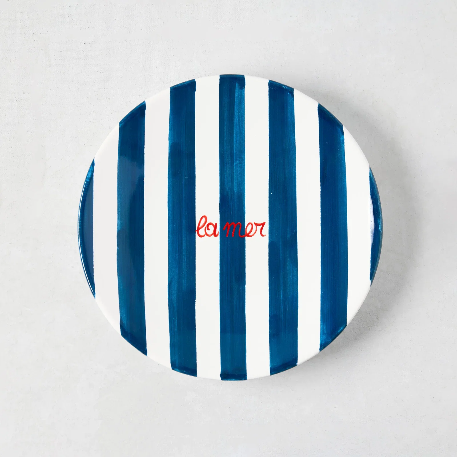Image of Navy Blue Stripe "La Mer" Appetizer Plate