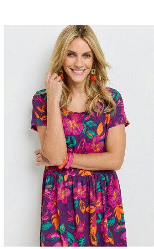 Crinkle Textured Print Midi Dress