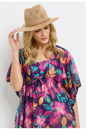 Packable Panama Hat with Sparkle Trim