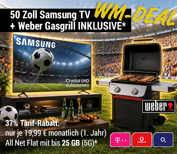 Weber Gasgrill und 50 Zoll UHD Samsung TV für Sie inklusive!
