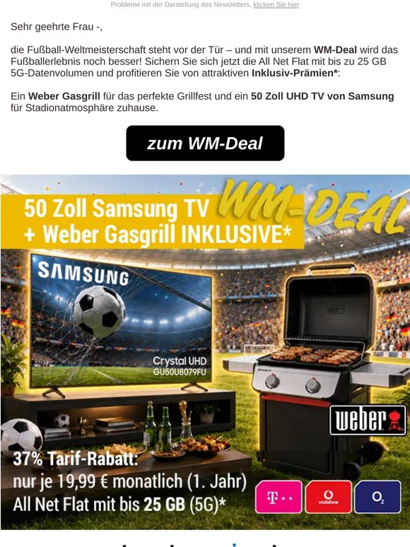 ⚽WM-Deal: Weber Gasgrill + 50 Zoll TV INKLUSIVE