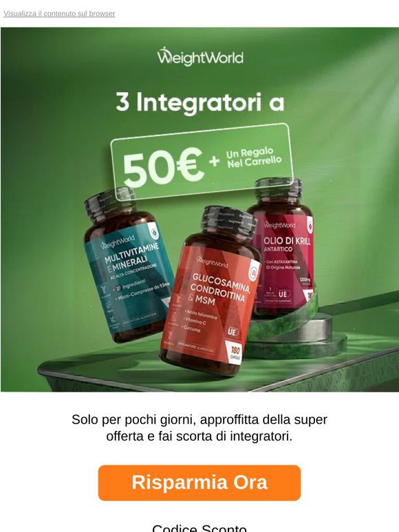 — —, 3 Integratori A 50€ + Un Regalo Nel Carrello 🎁