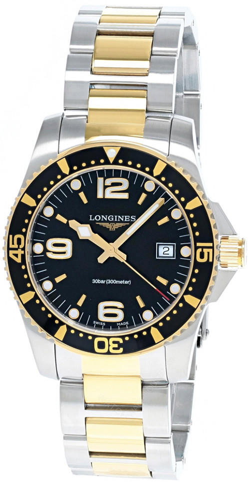 HydroConquest Quartz SS 41MM Black Dial Men’s Watch .