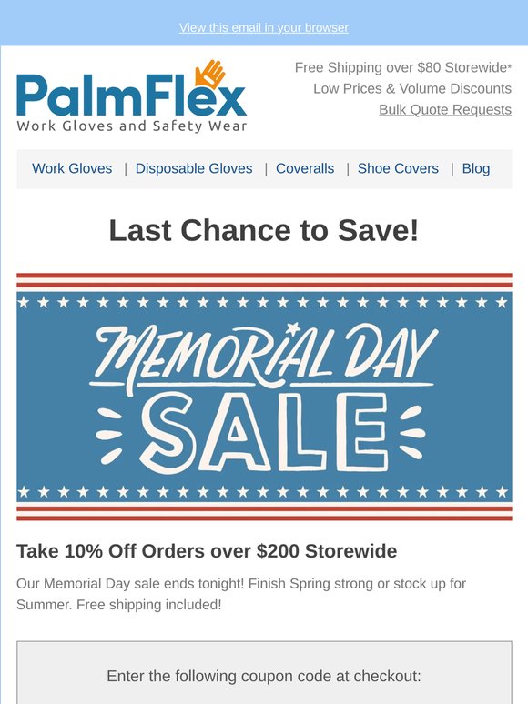 Final Day - Take 10% off Orders over $200