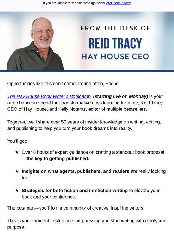 Hey Writer, The Bootcamp Starts on Monday!