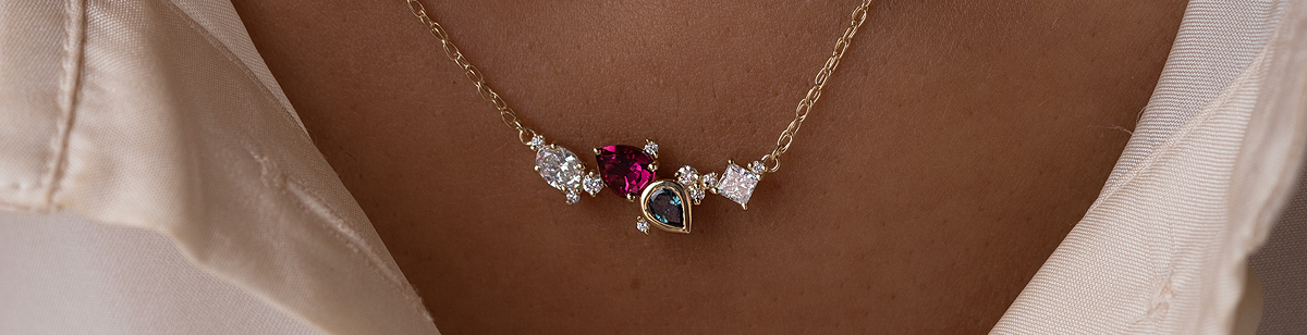 The new Voyage Necklace shown worn by a model
