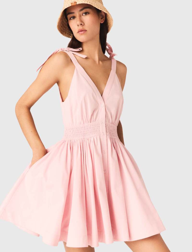 Robe courte évasée rose