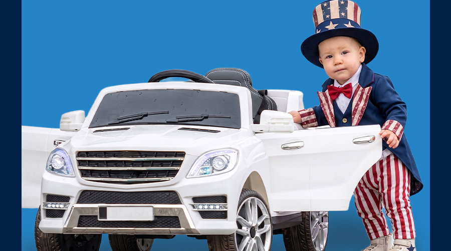 image of kid with power wheels car