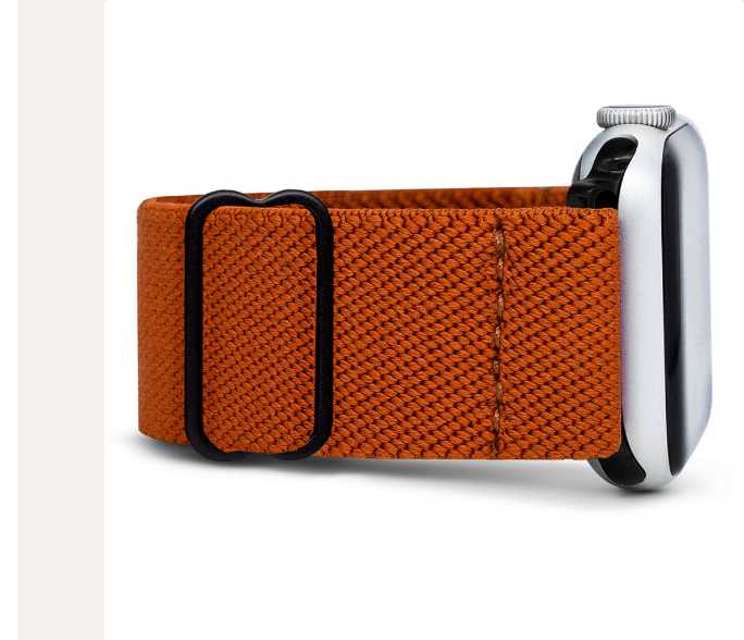 Orange Braxley Apple Watch band on a watch.