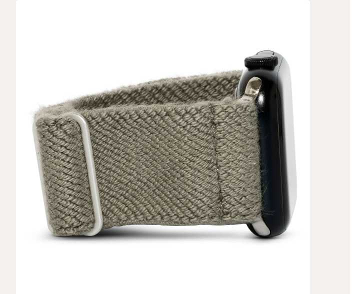 Grey Braxley Apple Watch band on a watch.