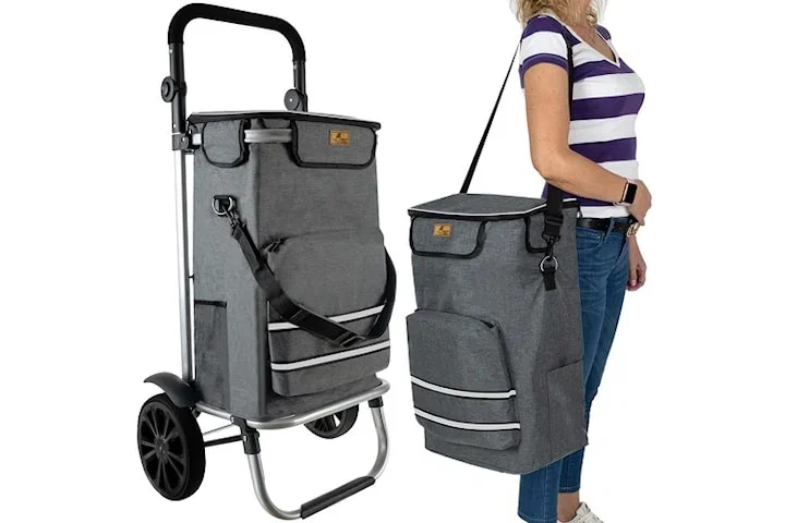 Hopfällbar shoppingvagn med väska 40L