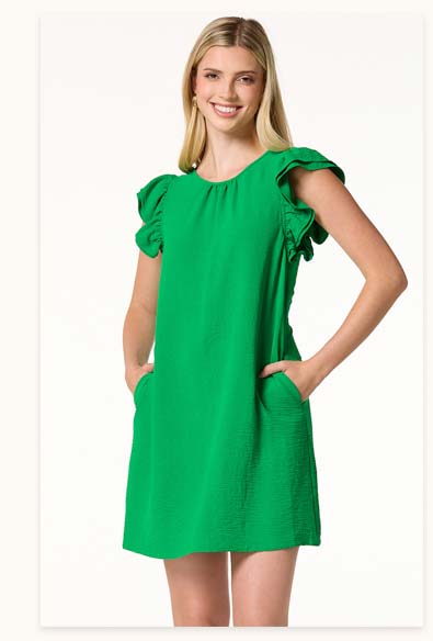 Shop Ruffled Sleeve Shift Dress