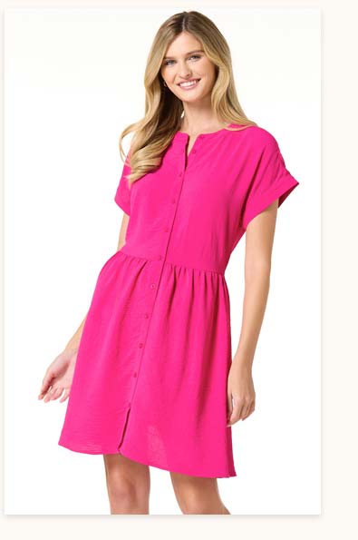Shop Solid Button Shirt Dress