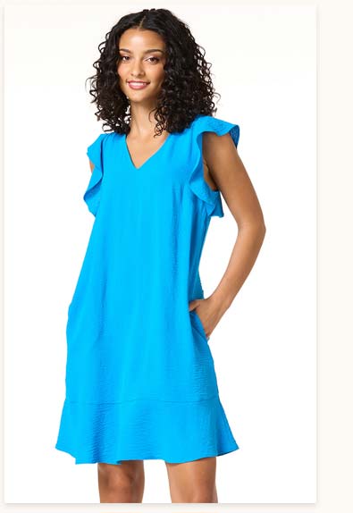 Shop Flowy Flutter Sleeve Dress