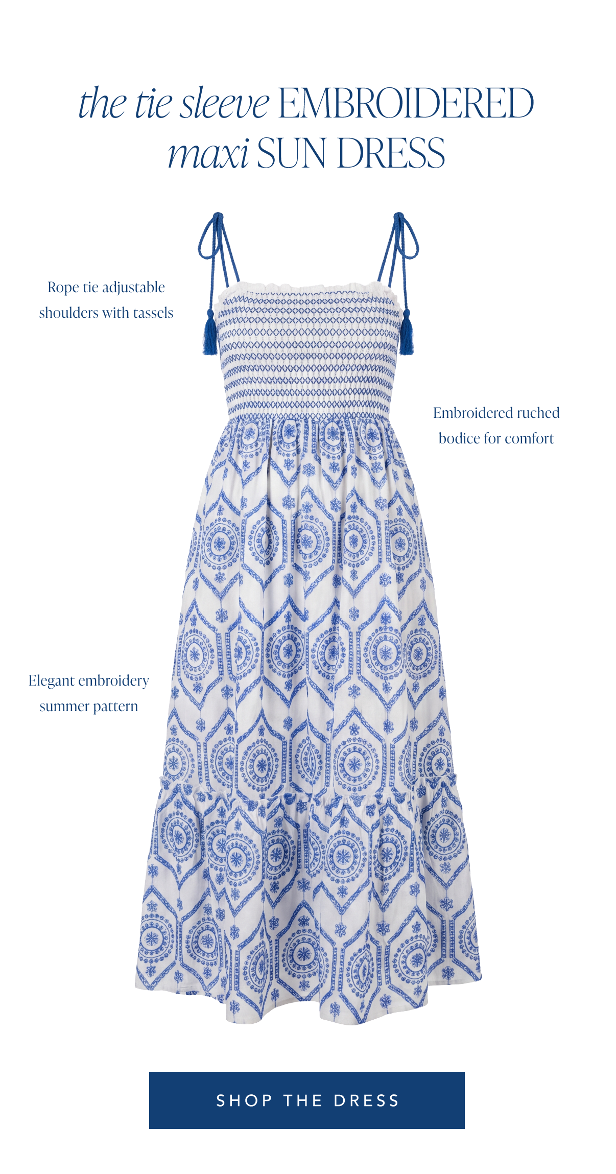 Tie Sleeve Embrodiered Maxi Sun Dress