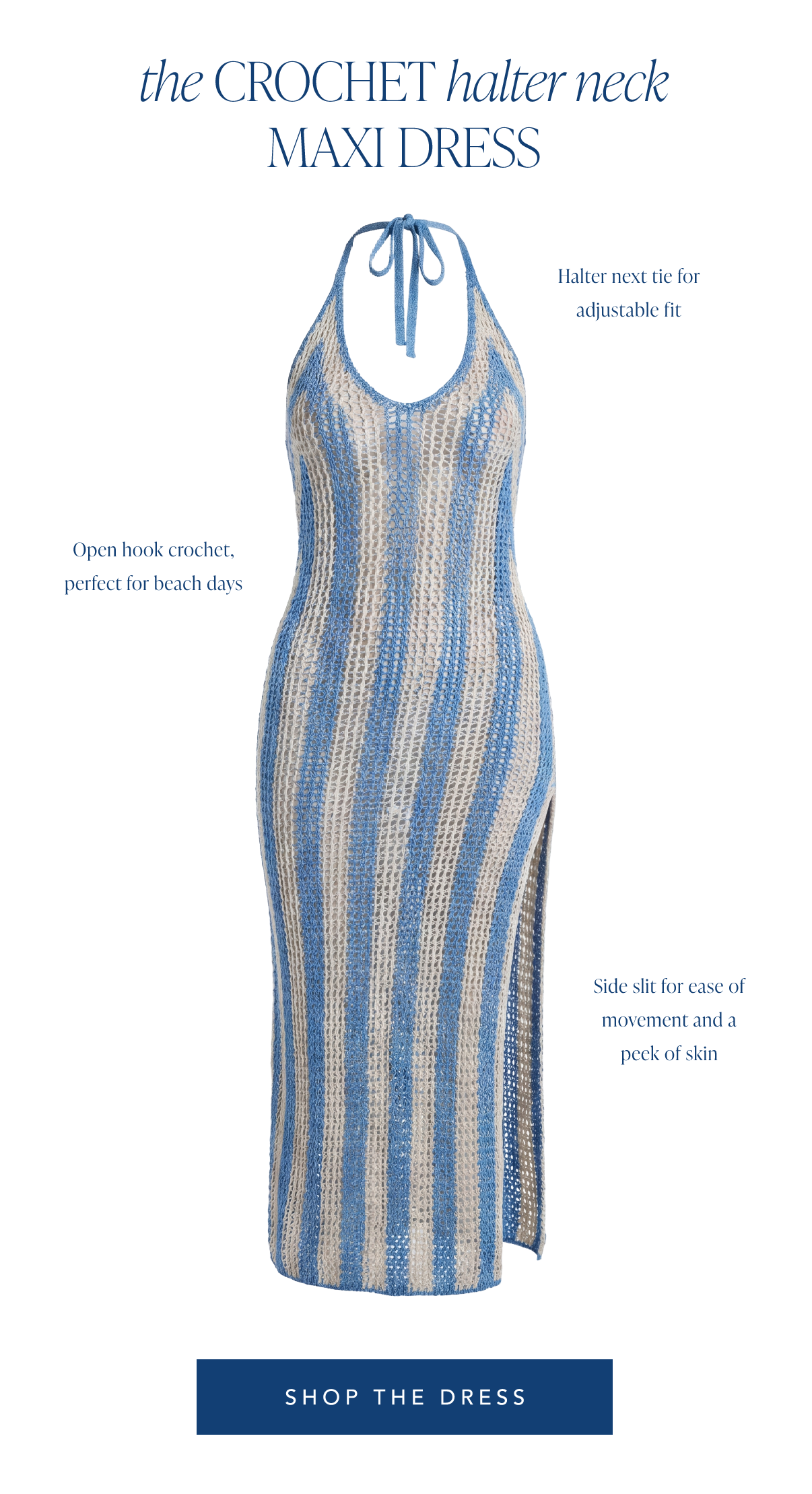 Open Crochet Halter Neck Slit Maxi Dress